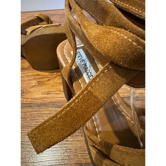 Steve Madden Women’s Rydley Leather Platform Sandals – Cognac – Size 7 – NWT - Picture 9 of 10